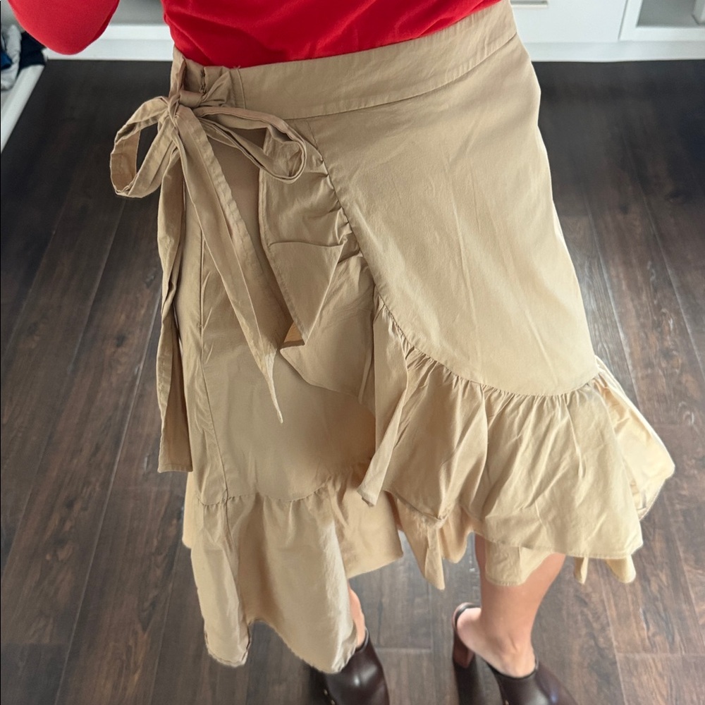 Loft Tan Ruffle Skirt 2 - Picture 2 of 5